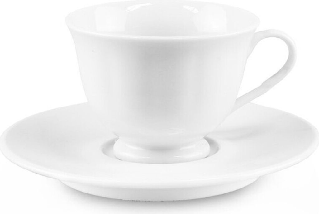 Kaffeetasse 220 ml aus Porzellan 6er Set / weiß - Kaffeebecher Unterteller