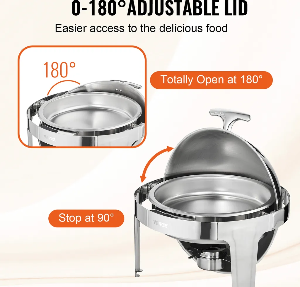 Réchauffeur de Repas Buffet Rond 5,5L Set de 2 avec Couvercle Pivotant