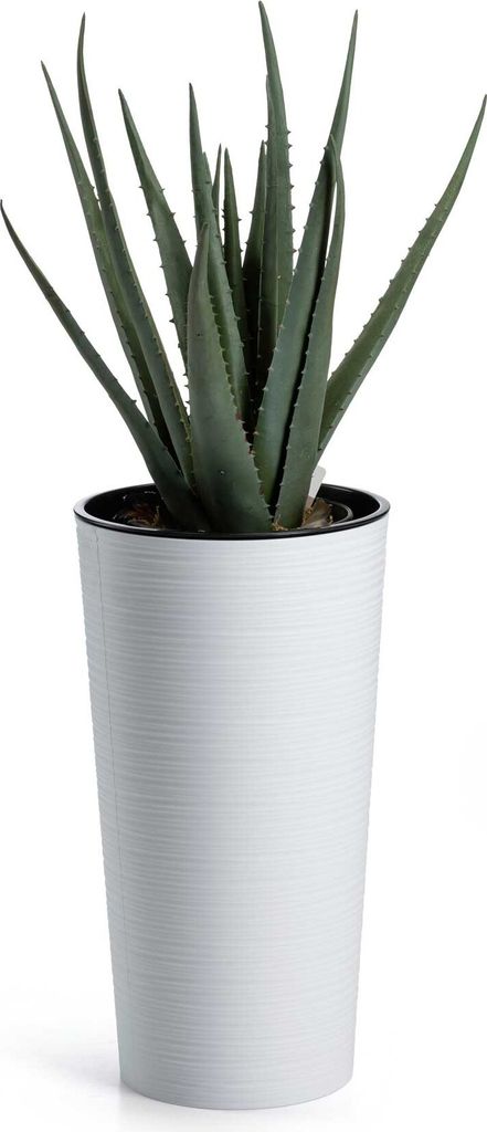 HowHomely | Pflanzkübel - Urbanika Riflo - 36 cm - Weiß - Frostbeständig - Modernes Design