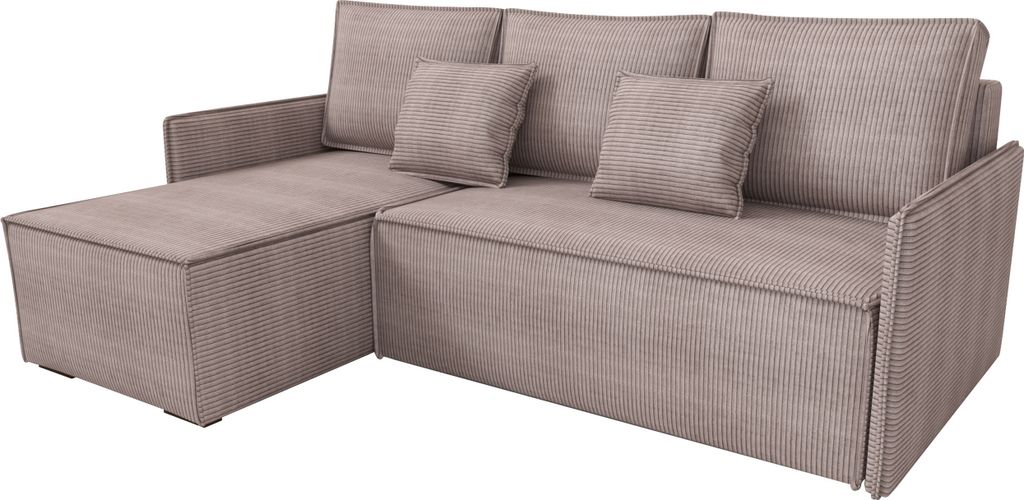 BroMARKT Ecksofa mit Schlaffunktion Atlantic Puderrosa Cord Links