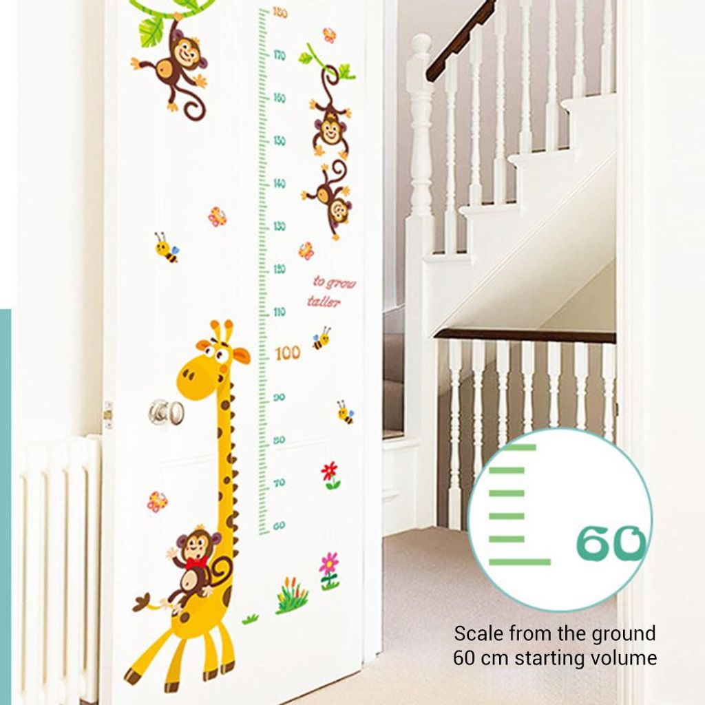 Cartoon Giraffe Affe Höhe messen Wandaufkleber Home Decor für Kinderzimmer Aufkleber Kunst