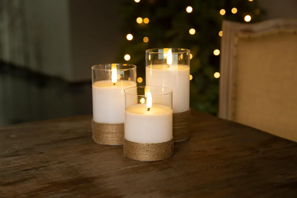 Goobay 77773: 3 Candele LED Vetro e Vera Cera - Risparmio e Durata - 12