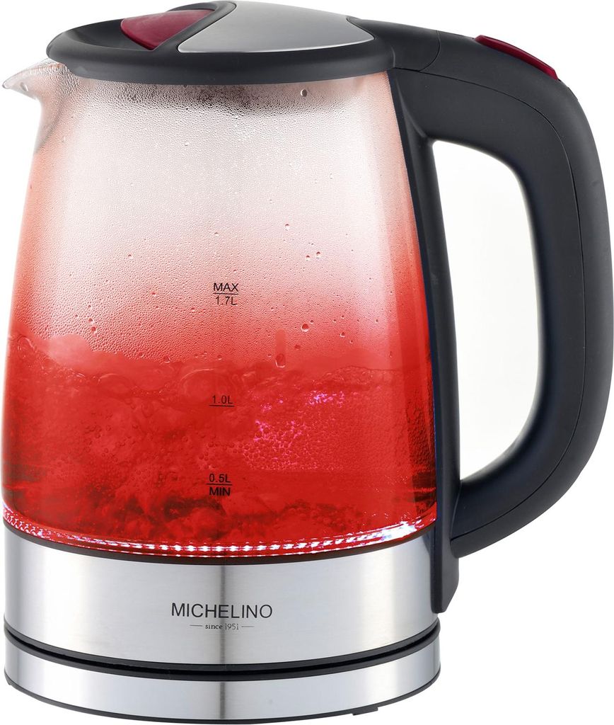 MICHELINO Bouilloire en verre 1,7 litre LED rouge 74342 Image du produit 