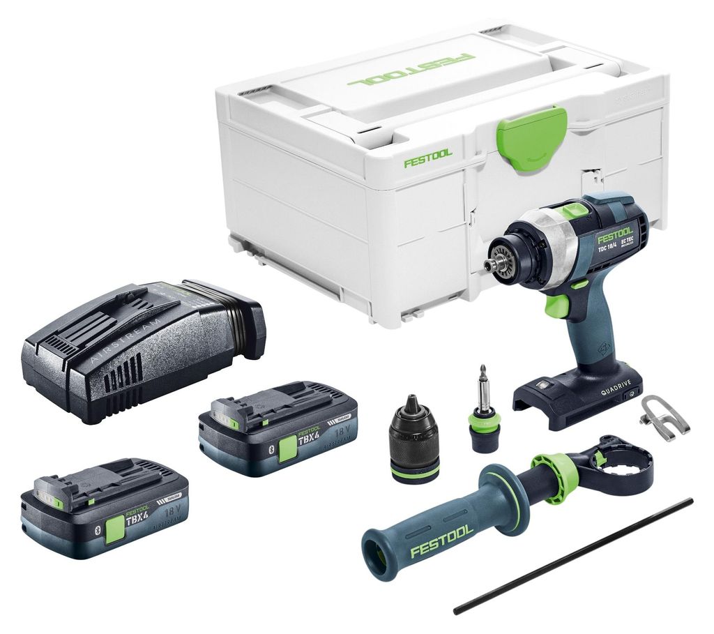 Festool TDC 18/4-Basic Akku Bohrschrauber 18 V 75 Nm Brushless + 2x Akku 4,0 Ah + Schnellladegerät + Systainer