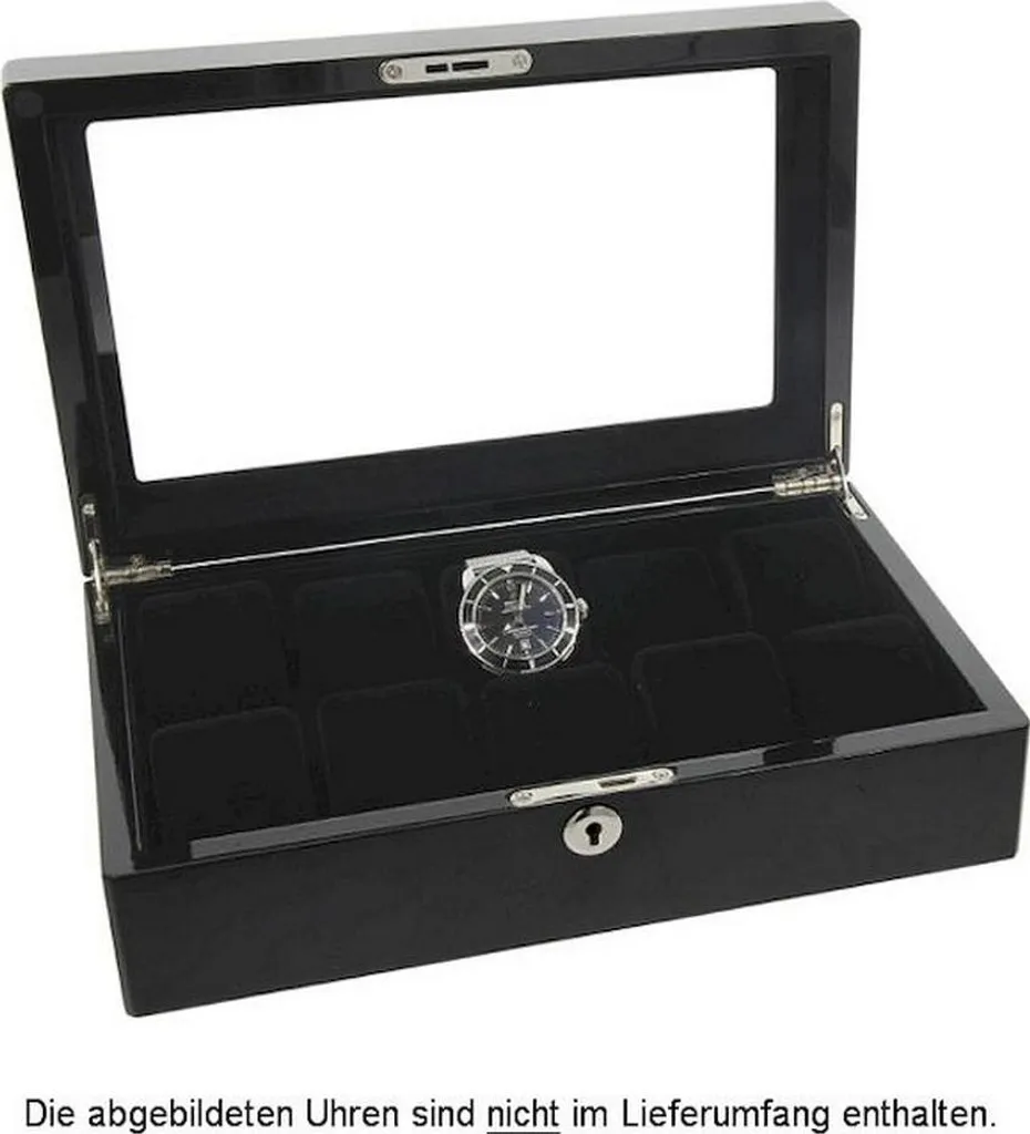 Organisateur de Montres Augusta pour 10 Pièces Noir Brillant Élégant