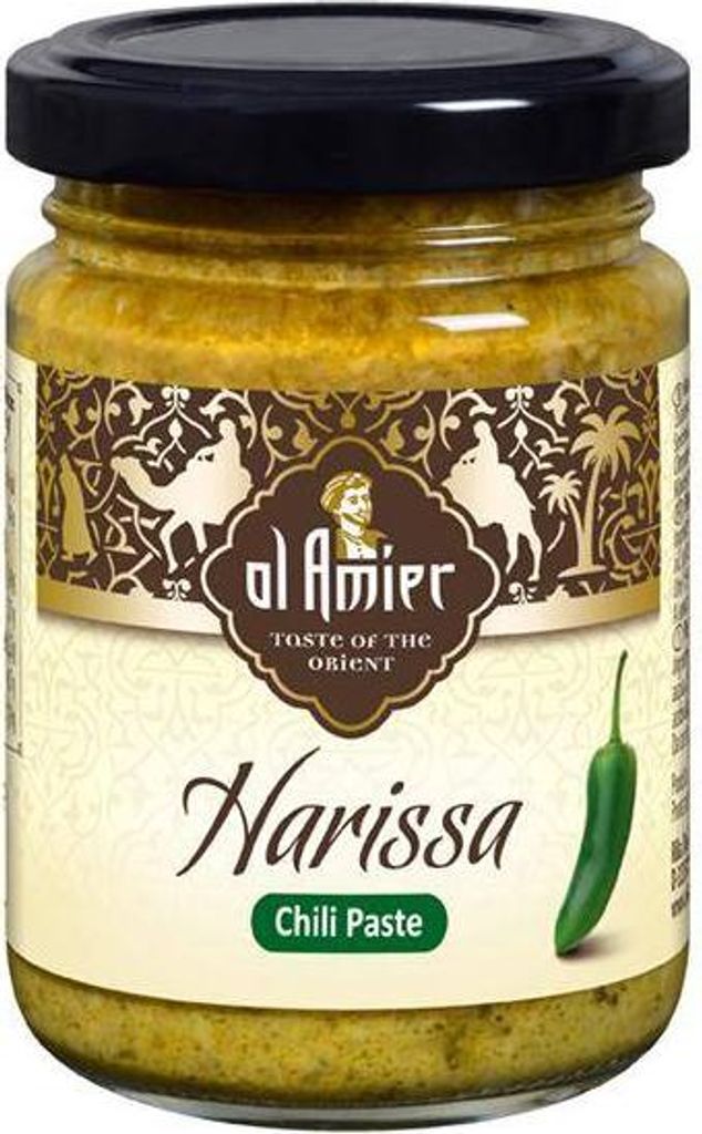 Al Amier Harissa grüne Chili Paste 130 G Glas Vegan Laktosefrei Würziges Aroma und scharf im Geschmack