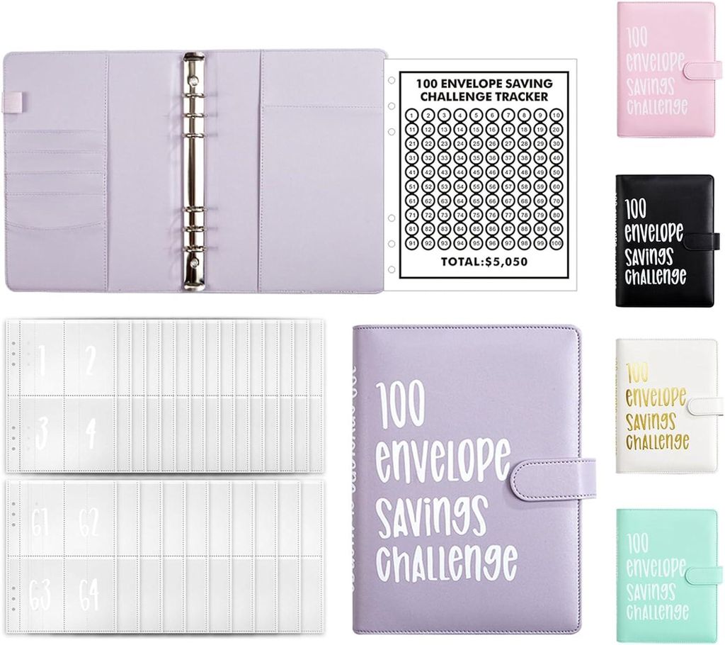 A5-Geld-Organizer(Lila)Geldspar-Ordner,Budget Binder mit Produktbild 