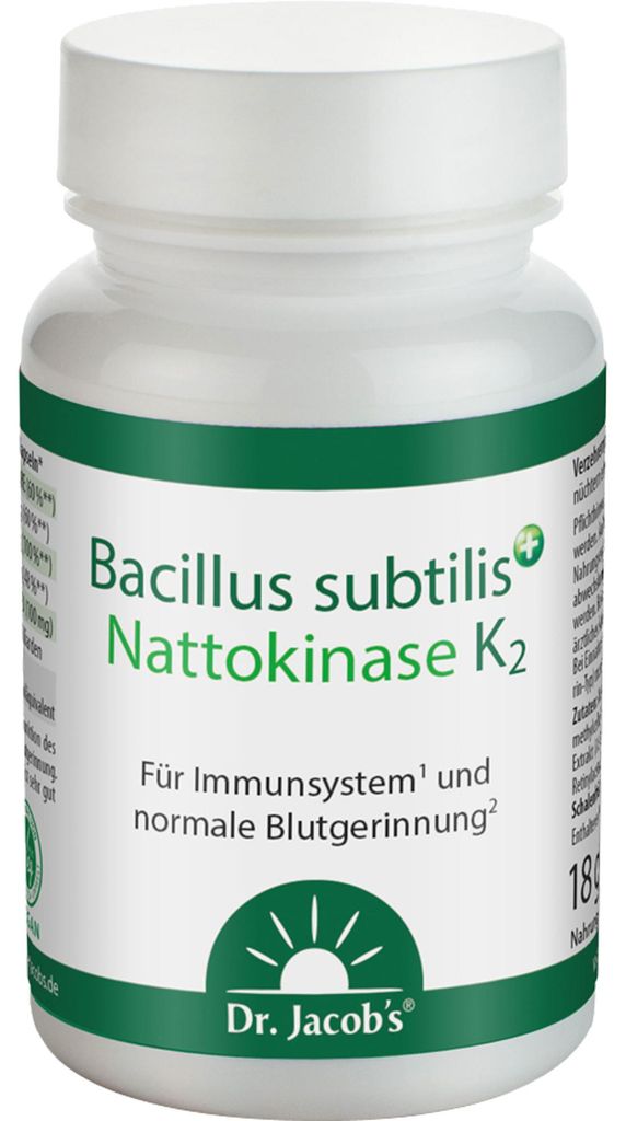 Dr. Jacob's Bacillus subtilis plus Nattokinase-Enzym Vitamin K2 Kapseln für Immunsystem und normale Blutgerinnung, 60 St. Kapseln