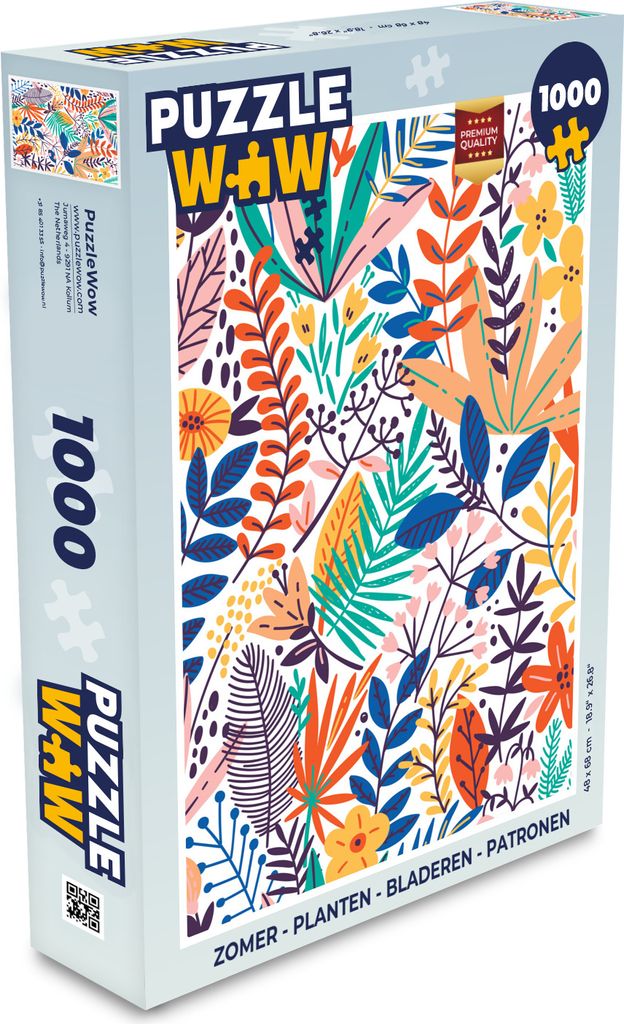 MuchoWow Puzzle 1000 Teile Sommer - Pflanzen - Blätter - Muster - Spielzeug - Alt und Jung - Spiele - Puzzeln