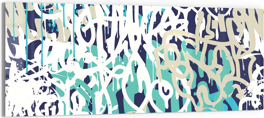 DEQORI Glasbild Echtglas 125x50 cm 'Kalligrafie Chaos' Wandbild Bild modern Deko