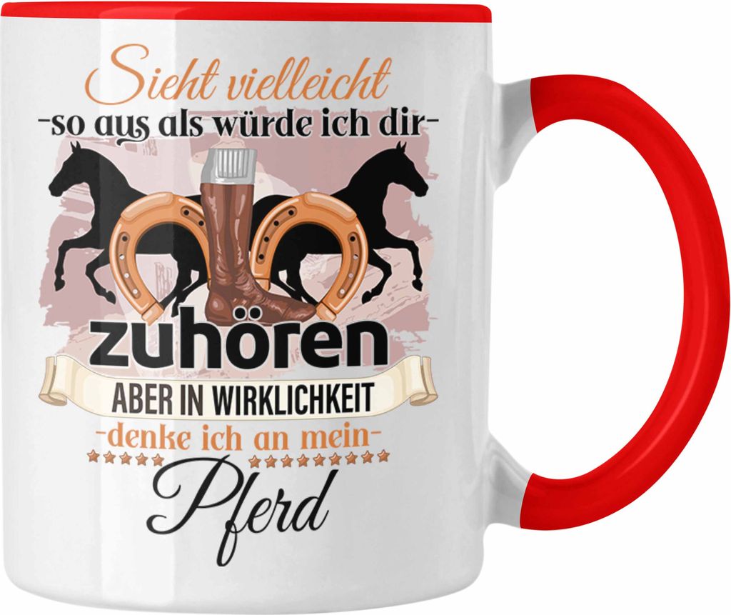Trendation - Reiterin Geschenk Tasse Pferde Liebhaber Geschenkidee Lustiger Spruch (Rot)