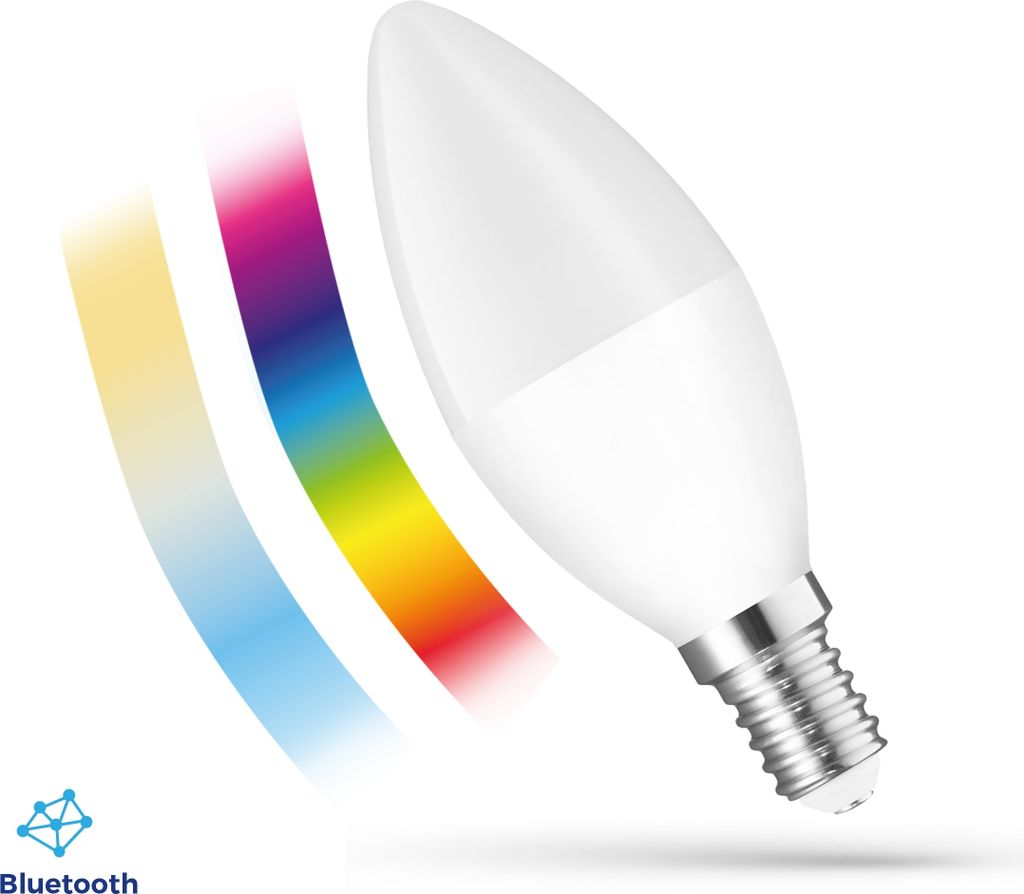 Spectrum LED E14 C37 EASY SMART APP 4,9W = 42W bunt 520lm BLUETOOTH 2700K-6000K DIMMBAR