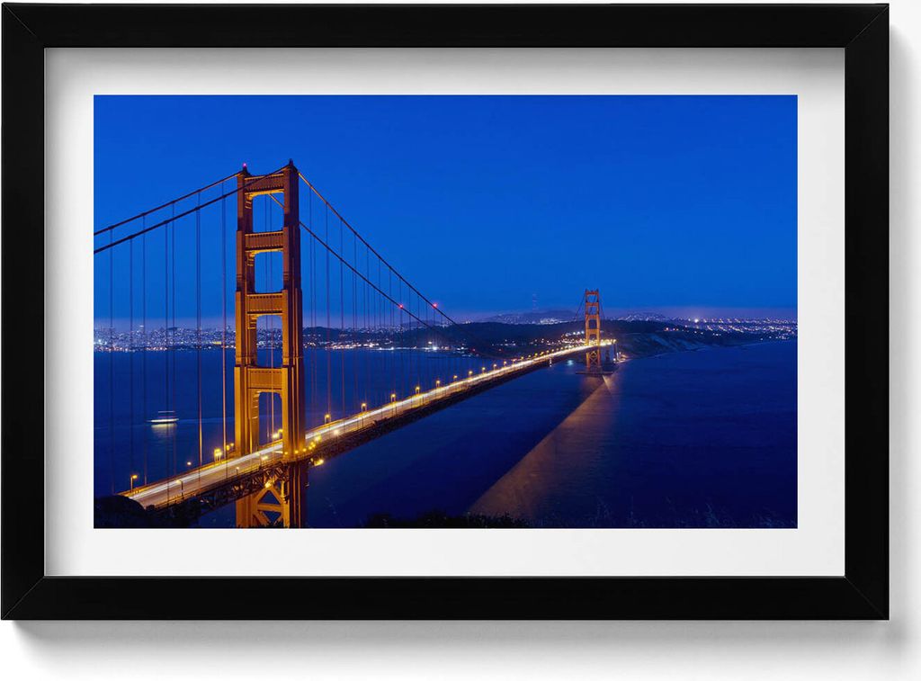 Blick auf die Golden Gate Bridge– Wandbild mit Rahmen – Gerahmtes Bild – Wanddekoration – 30x20 cm – Schwarz Rahmen
