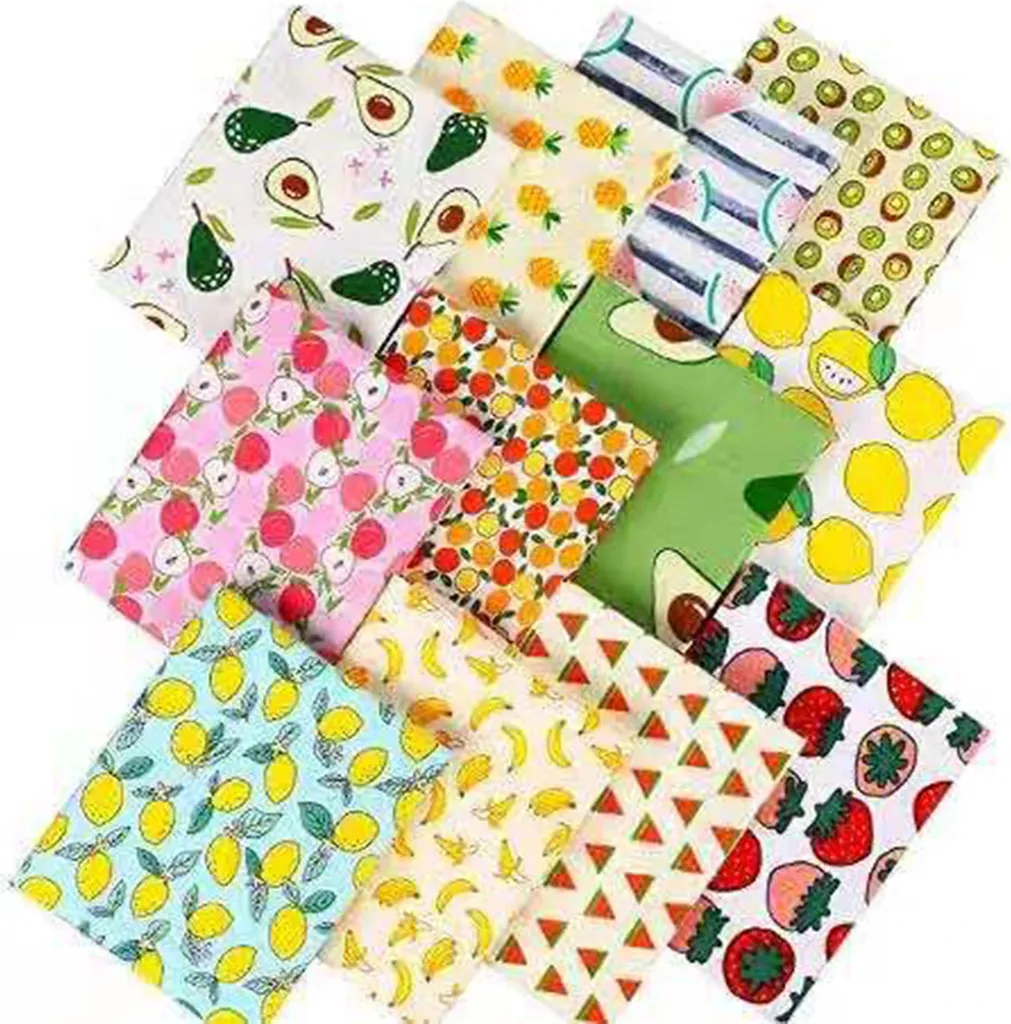 Set tissu patchwork coton imprimé fruits pour couture zéro défaut 12p