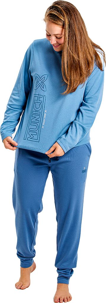 Munich MU4 Damen-Winter-Pyjama mit langen Ärmeln und Rundhalsausschnitt