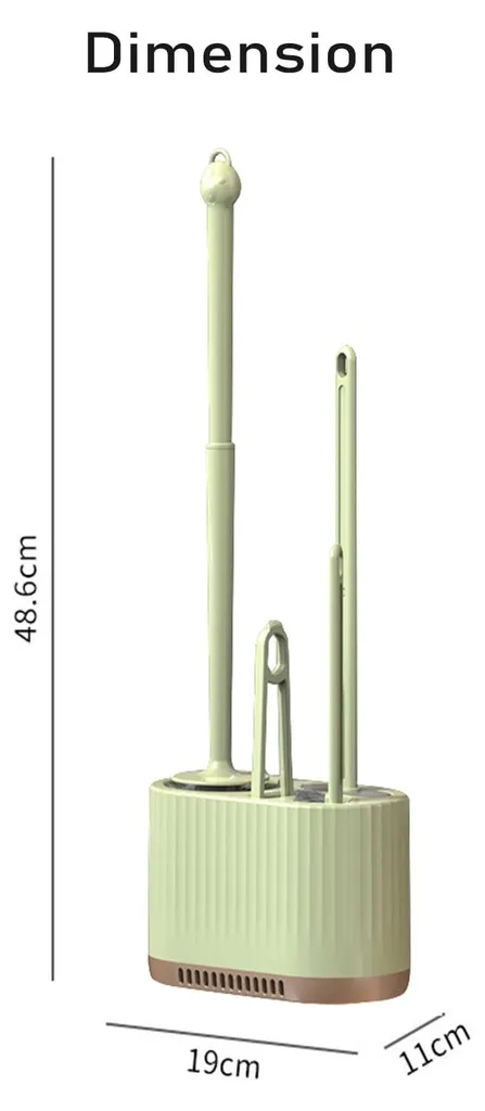 Ensemble brosse de toilettes et support vert - Accessoire WC complet - 2