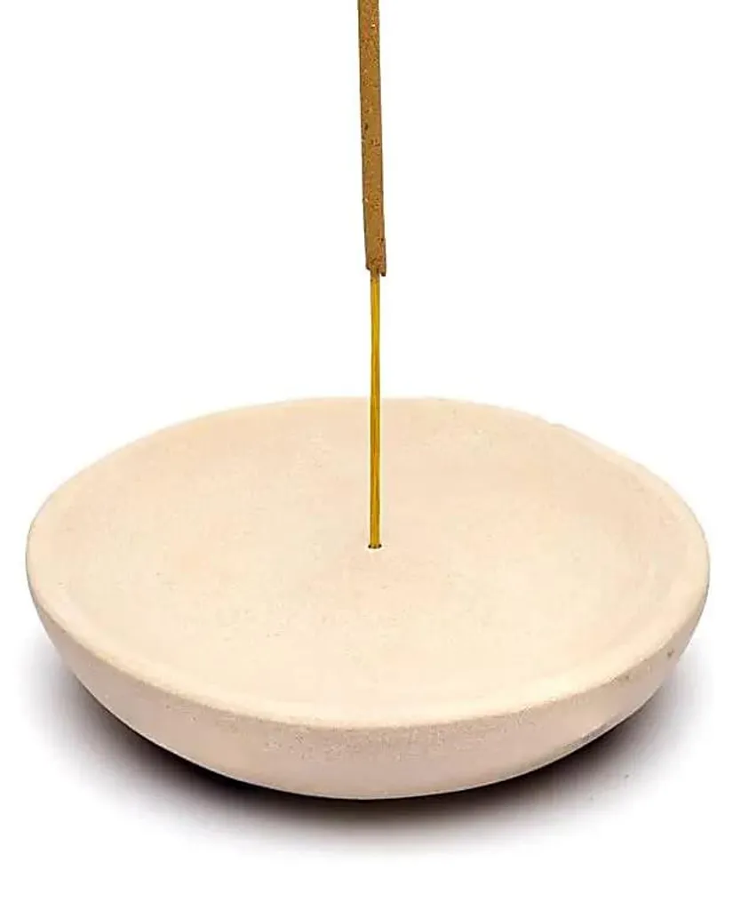 Brûle-encens Design en Grès Rose - Support Compact 10 cm Résistant x2