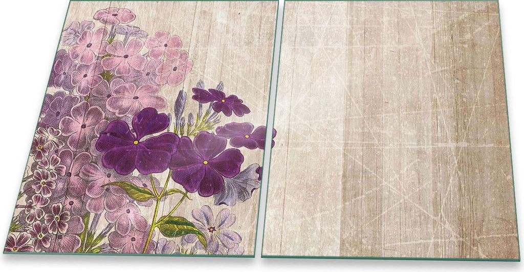 Herdabdeckplatte Glaskeramik 2-Teilig 2x40x52 Blumen Pink Abdeckung Spritzschutz Glas