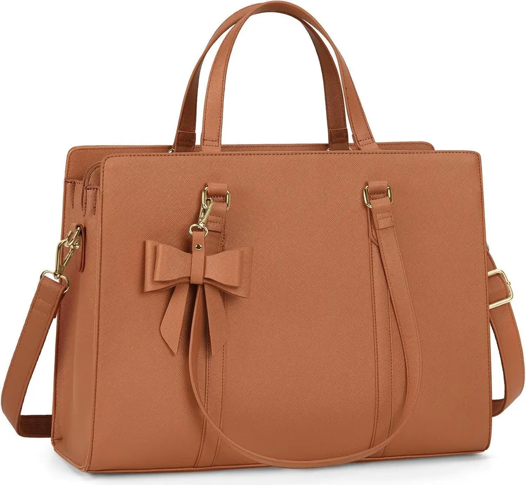 Borsetta Donna Marrone Laptop 15,6 Pollici Shopper in Pelle PU