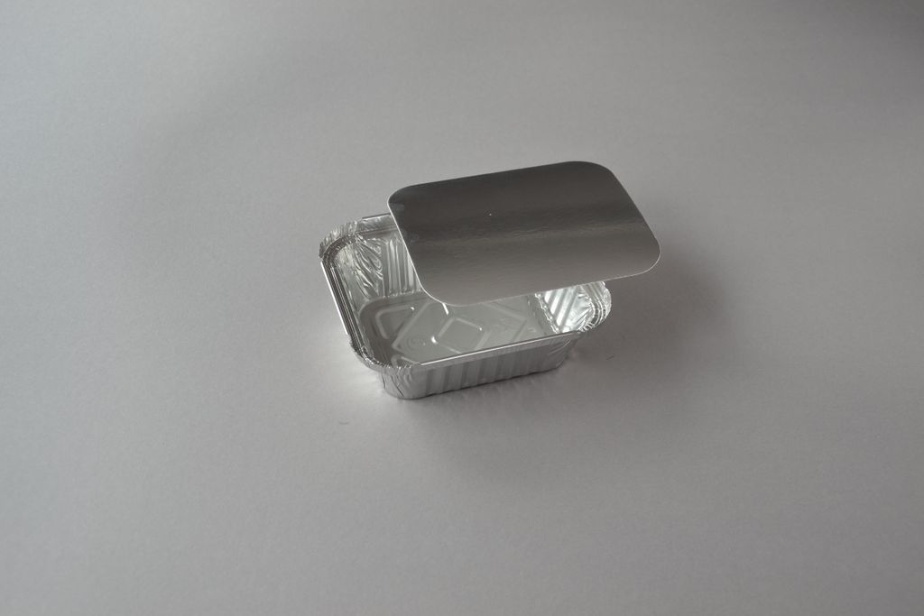 50 Aluschalen Einlegedeckel PE-beschichtet eckig 0,8 l aus Aluminium Grillen 