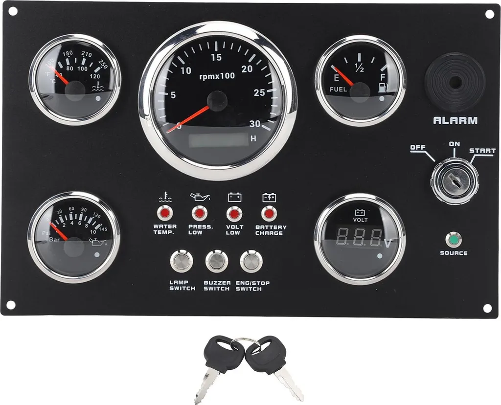 Kit de mesure tableau de bord 85mm 24V 3000 tr/min rétroéclairé LED rouge