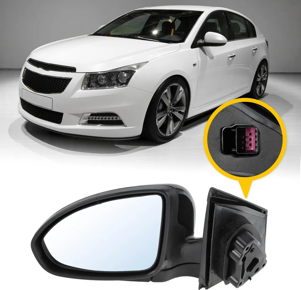 Rétroviseur Cruze 11-15 Noir Brillant Manuel 3 Broches Non Chauffant