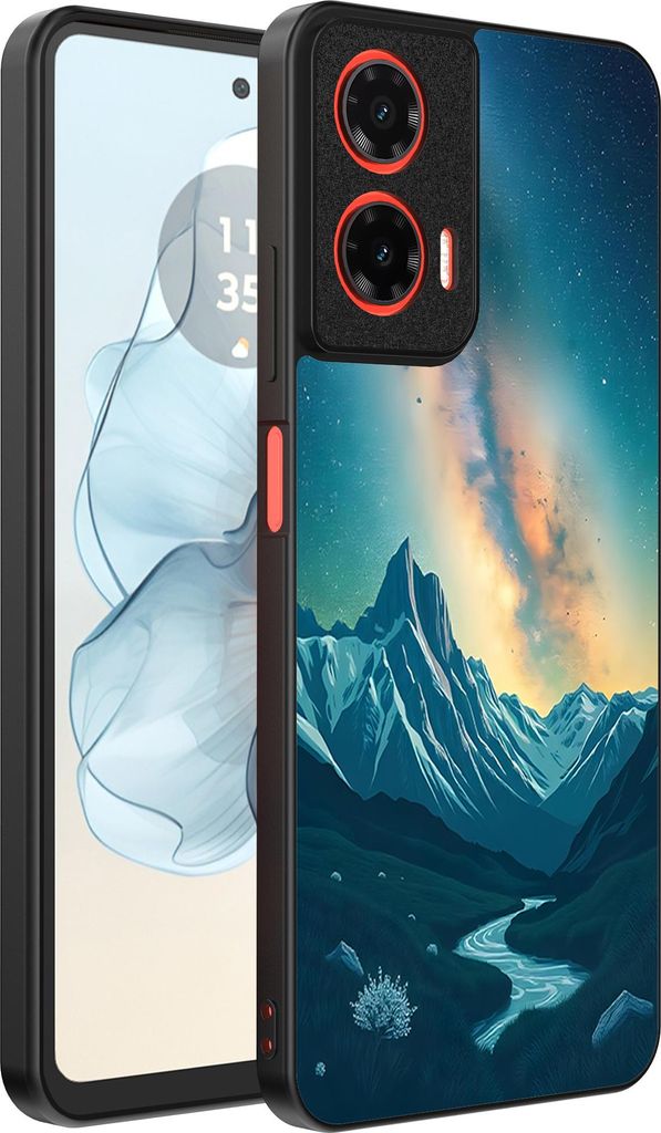 Smartphonica Telefon Fall geeignet für Motorola Moto G04 - G24 - G24 Power - E14 mit Sternenhimmel Impressum - TPU Backcover Fall mit Raum und Mil...