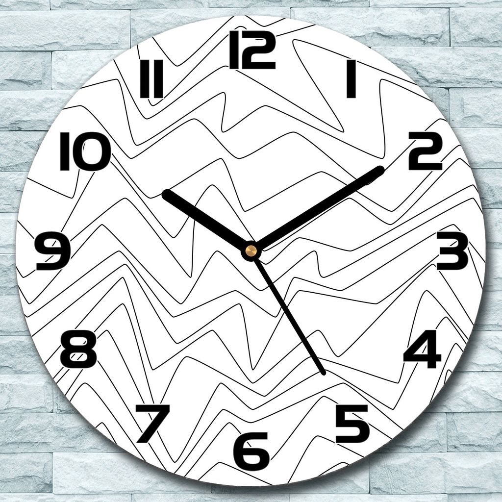Wanduhr aus Glas Rund fi 30 Linien weiß schwarz Quarz Deko Schlafzimmer Büro