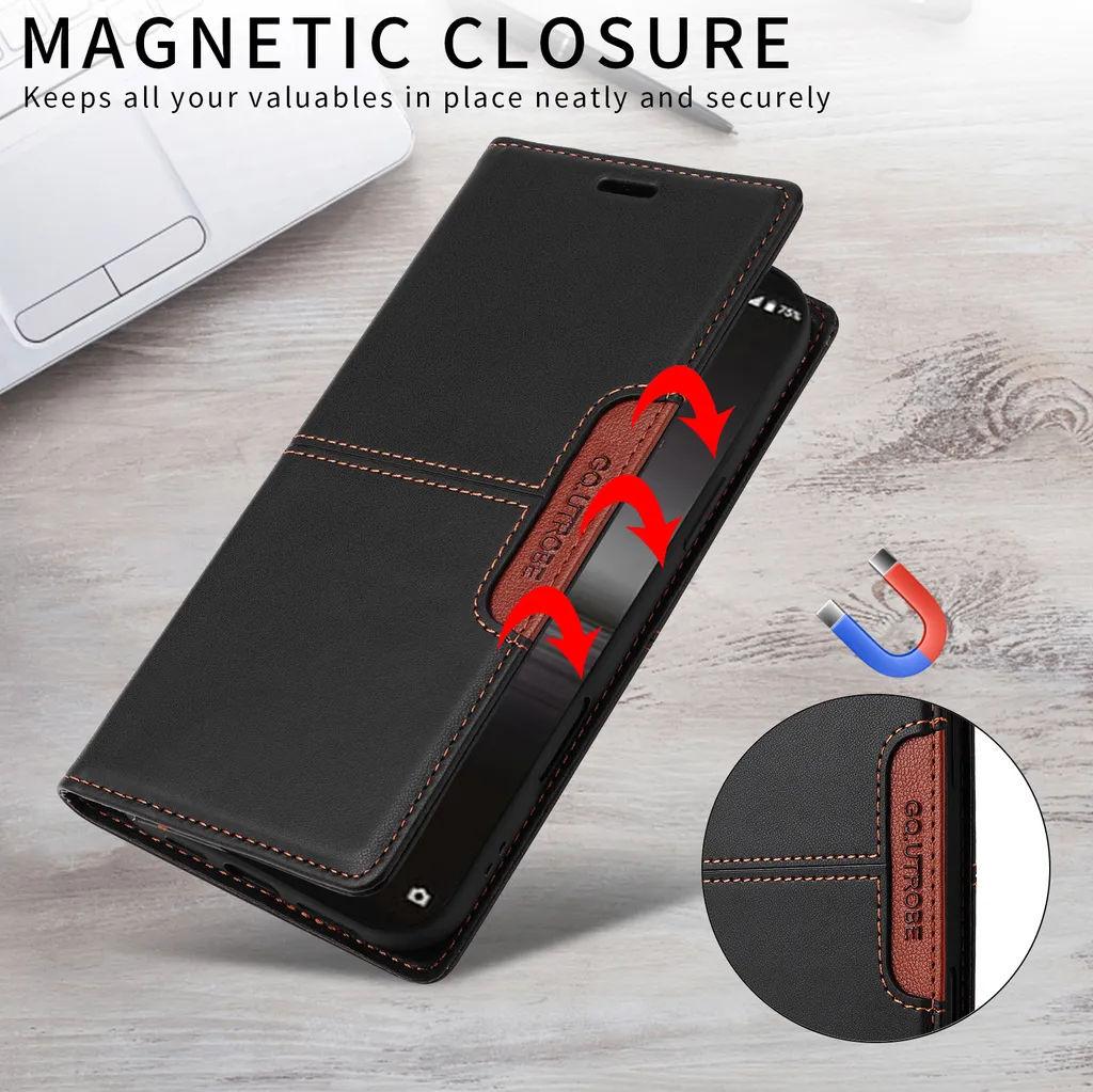SHIEID Cover per Sony Xperia L1, Sony Xperia L1 Custodia [Magnetica] Cassa in Pelle PU Custodia Portafoglio con [Slot per Scheda] Cassa per Sony Xperia L1 (Grigio