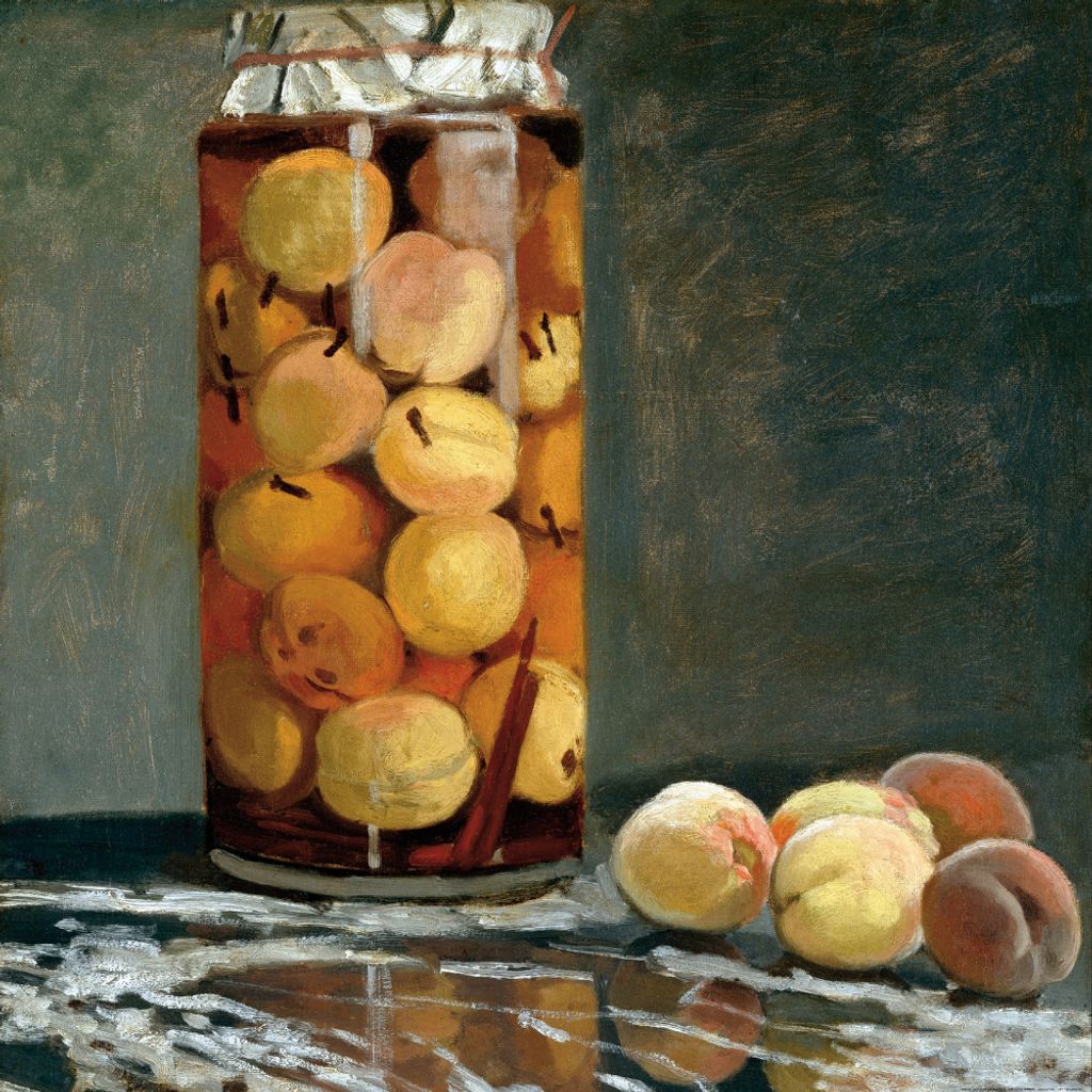 Claude Monet Kunstdruck Bild - Pfirsiche im Glas, 1866 (100 x 100 cm)