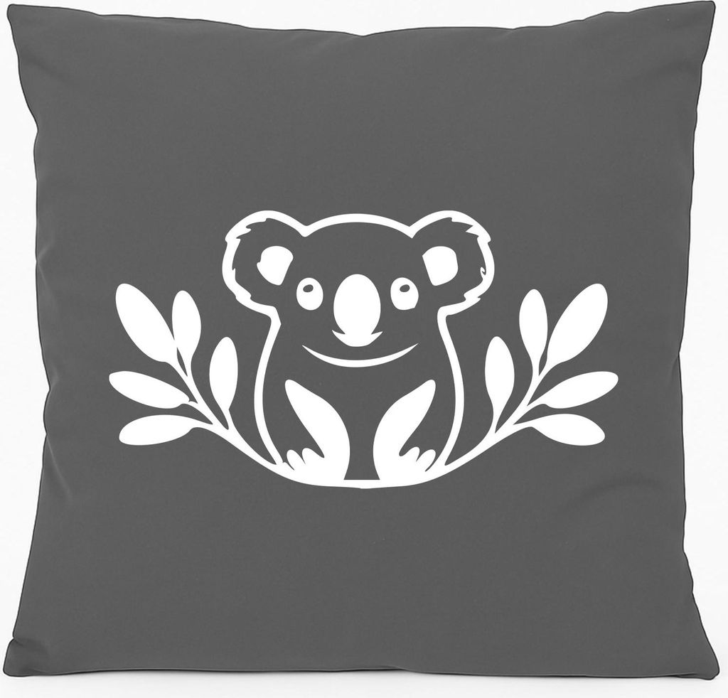 Huuraa Kissen Koala Silhouette 40x40cm mit Füllung Steel Grey Baumwolle Dekokissen Geschenkidee