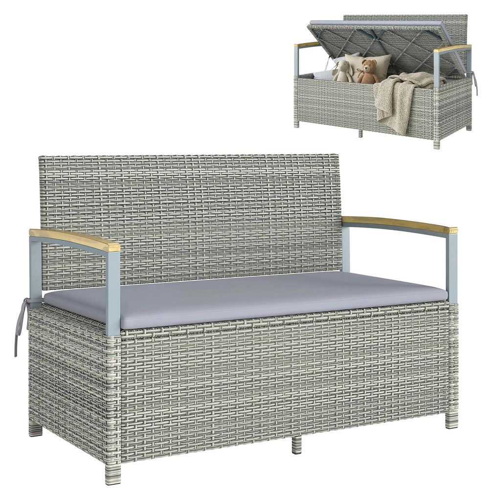 Outsunny Gartenbank Polyrattan 170L 2-Sitzer Sitzbank mit Produktbild 
