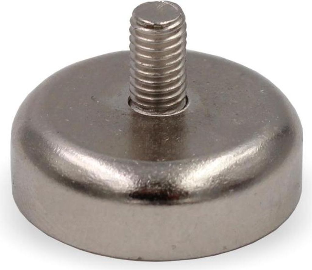 Topfmagnet Neodym Flachgreifer Ø25mm | Außengewinde | M5 x 9mm - Haftkraft 22kg