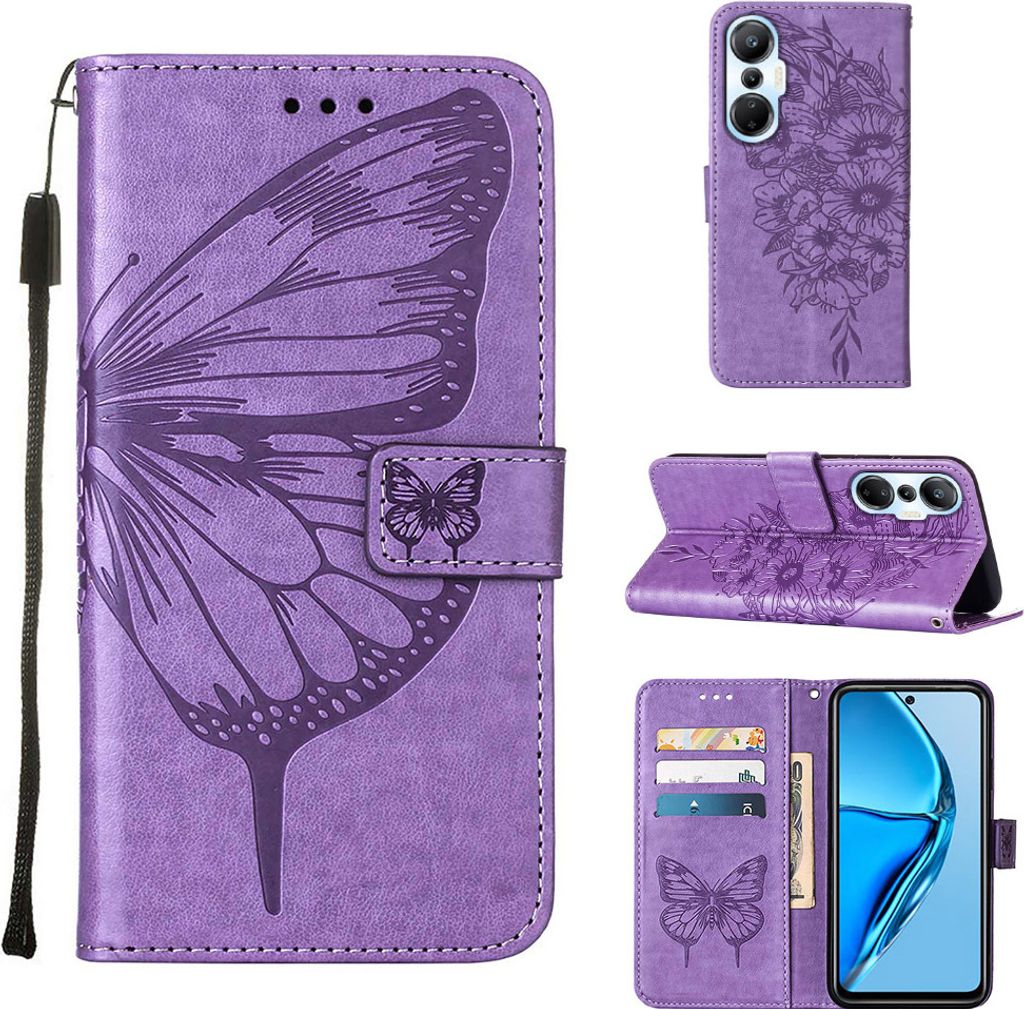 Infinix Hot 20S / 20 Pro Hülle, Schmetterling Prägung Flip Leder Kartenfächer Schutzhülle Ledertasche mit Ständer für Infinix Hot 20S / 20 Pr...