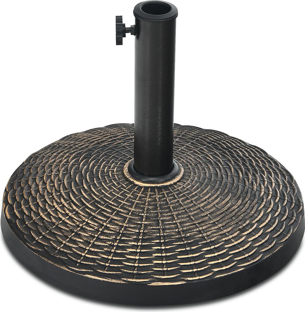 COSTWAY 12 kg runder Sonnenschirmständer aus Harz, robuster Outdoor-Schirmfuß mit verstellbarem Knopf