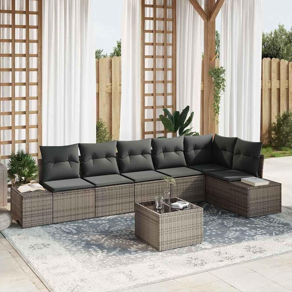 Maison Exclusive - Gartensofa-set mit Speicher Hellgrau Poly-Rattan