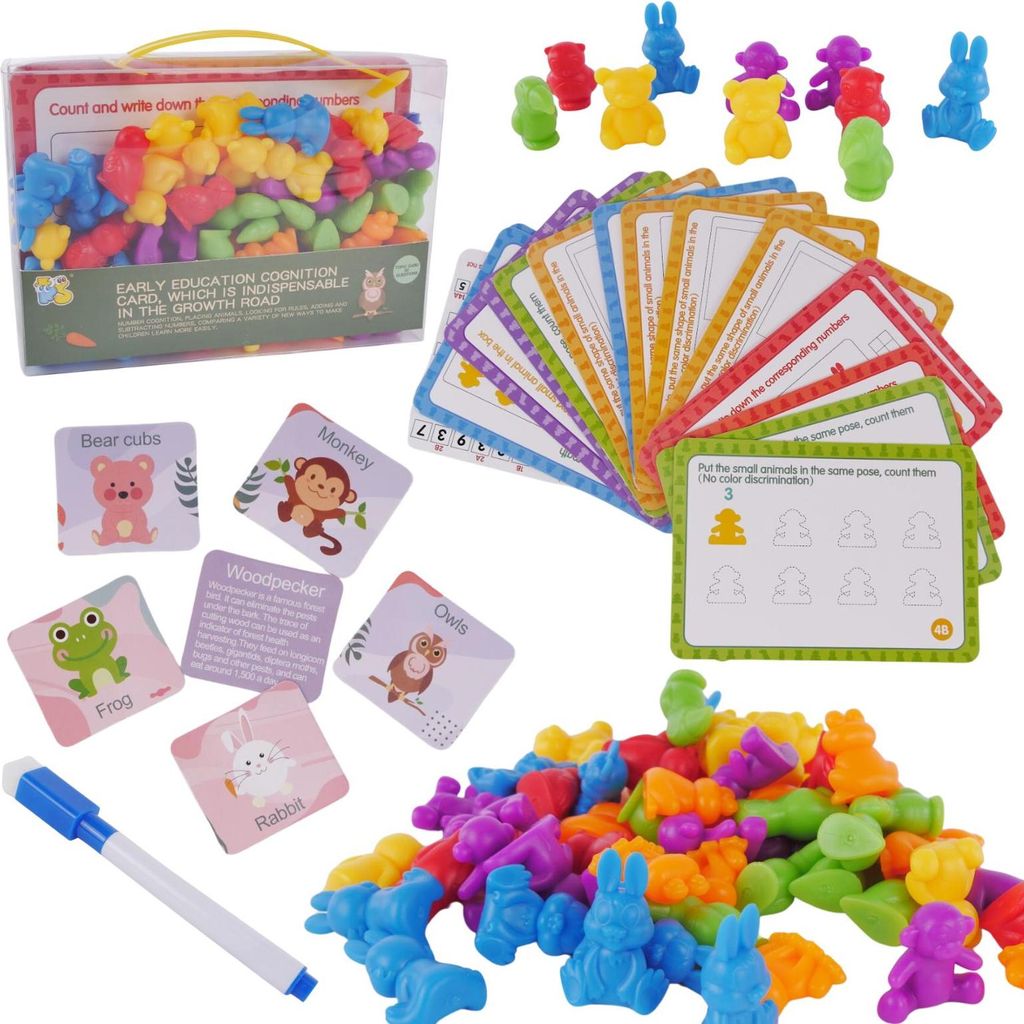 Grosses Pädagogisches Set Lernen, Farben Zu Zählen Montessori Spiel Sortierer Karten