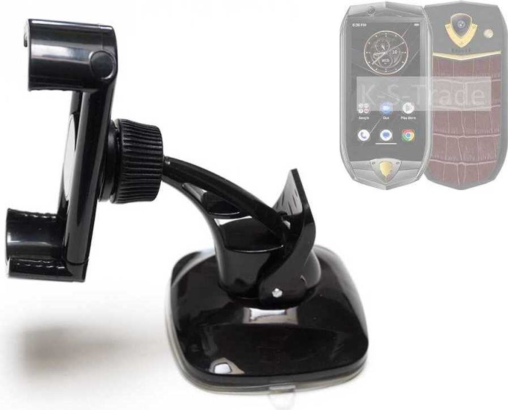 K-S-Trade kompakte Handy-Halterung Windschutzscheibe kompatibel mit Oukitel K16 Armaturenbrett schwarz Autohalterung KFZ Halter Scheiben-Halterung