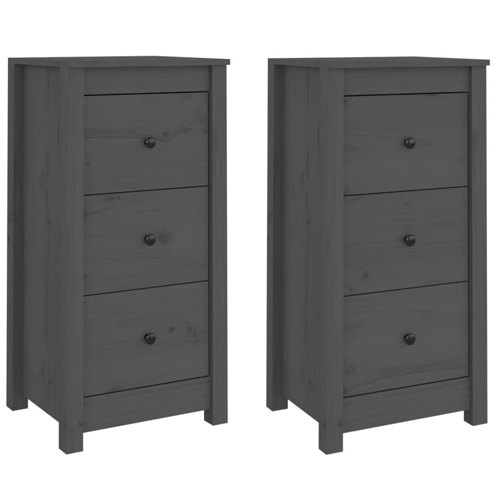 vidaXL Příborníky 2 ks. Šedé 40x35x80 cm z masivního Obrázek produktu 