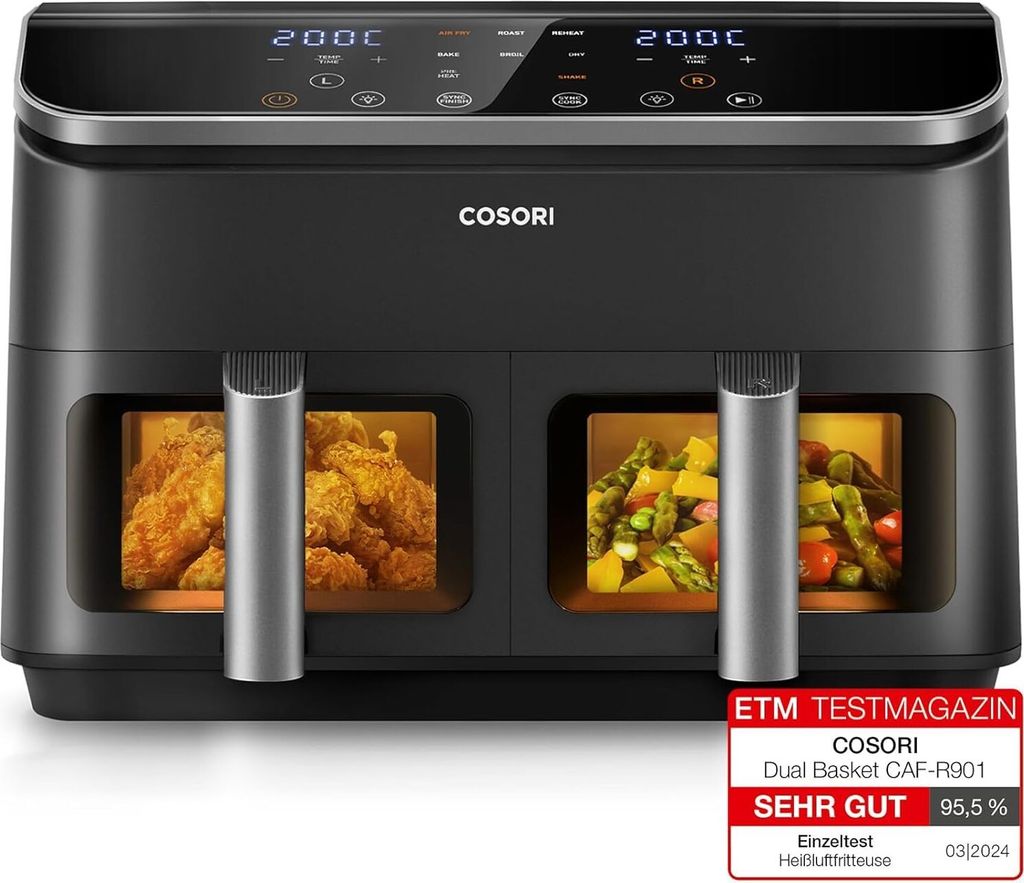 COSORI Carta Forno Per Friggitrice Ad Aria 100 Pezzi, Teglie Per Friggitrice Ad Aria 3-4.5L Quadrati, Antigrasso Antiaderente Fodera in Carta Monouso per Air Fryer, Forno, Padelle, Microonde (16cm