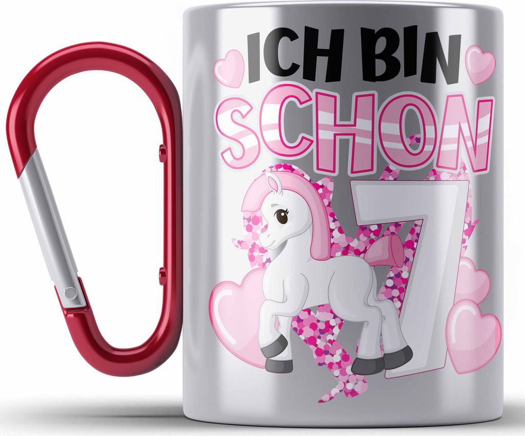 Trendation - 7. Geburtstag Mädchen Edelstahl Tasse Produktbild 