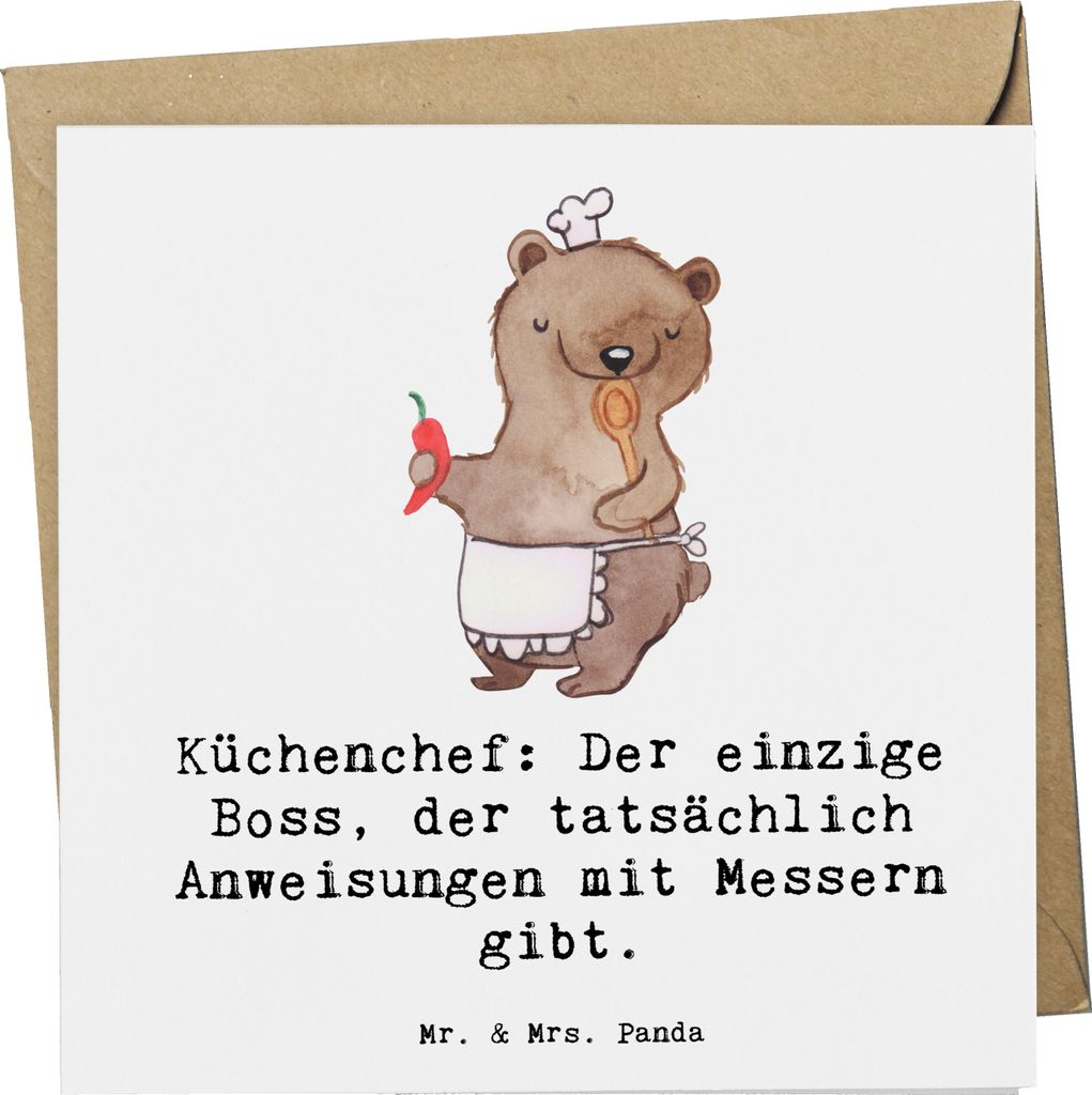 Mr. & Mrs. Panda Grußkarte Koch Anleitung - Weiß - Geschenk, Berufsalltag, faltkarte, Beruf, Handwerk, Klappkarte, Küchenchef: Der einzige Boss,...