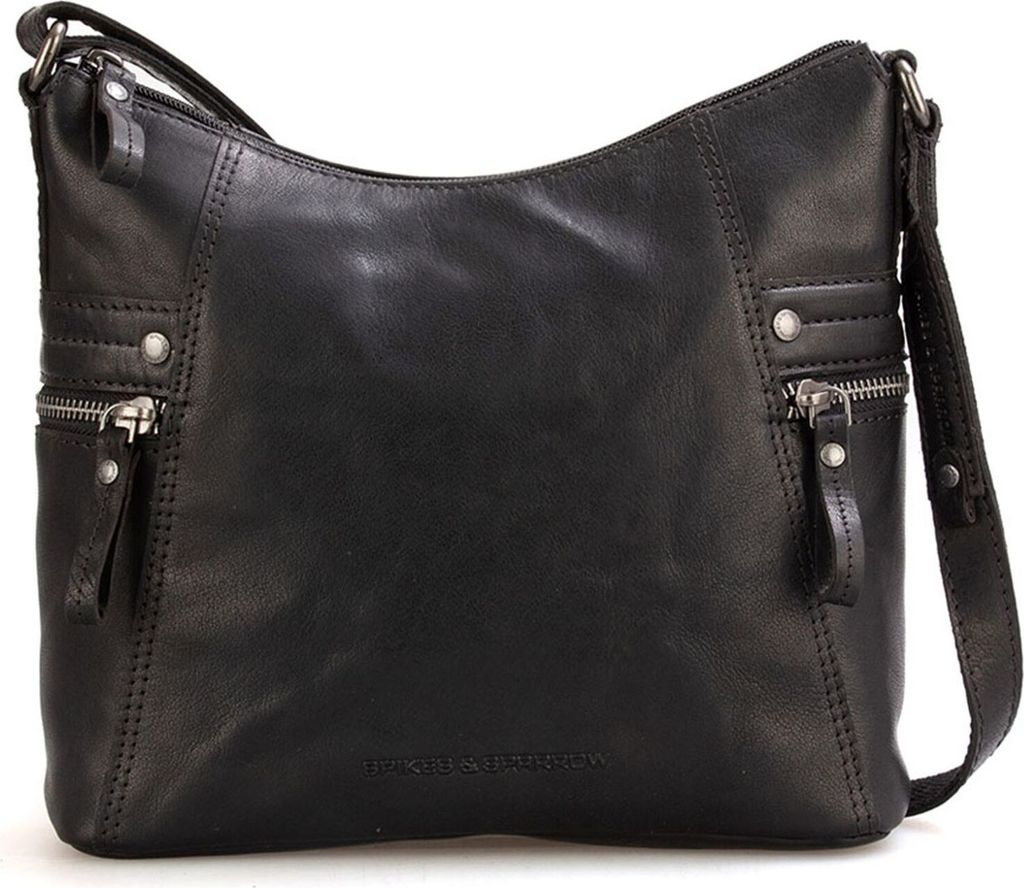 SPIKES & SPARROW Leder Umhängetasche Bronco Crossover Black Produktbild 