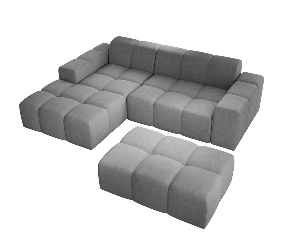 Sofa mit Hocker, Couch L-Form, Veloursstoff, Links Sofa, Produktbild 