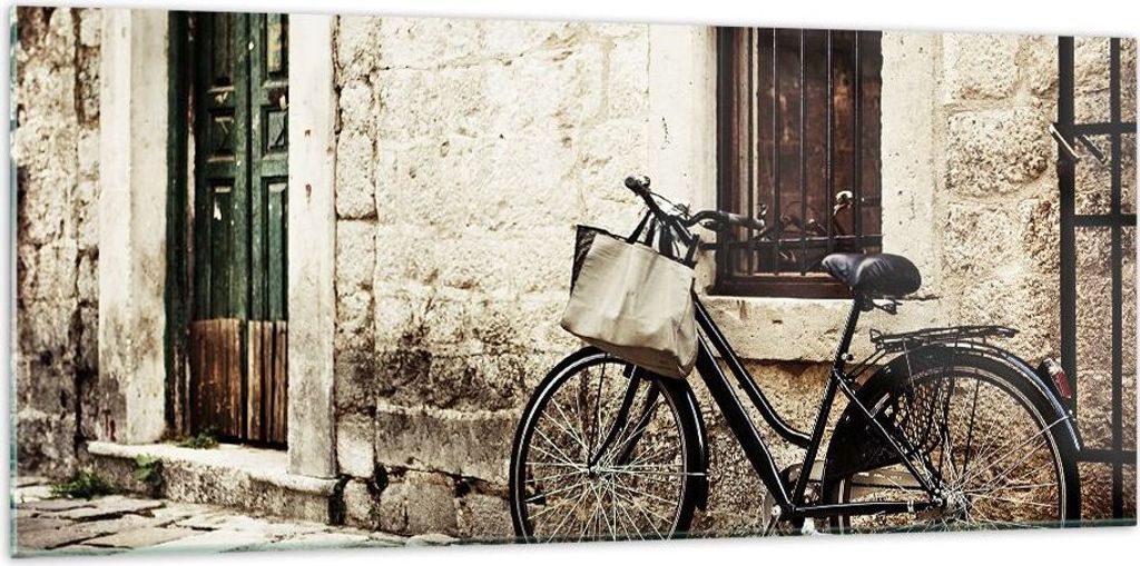 Bilder auf glas - Straße Fahrrad Stadt Ruinen - 120x50cm - Glasbilder - Wandbilder - Kunstdruck - zum Aufhängen bereit - Wanddekoration aus Glas ...