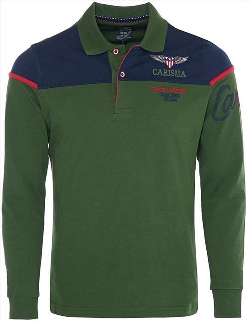 Brandneu Langarm-Poloshirt CARISMA Khaki/Navy CRM3432 XL