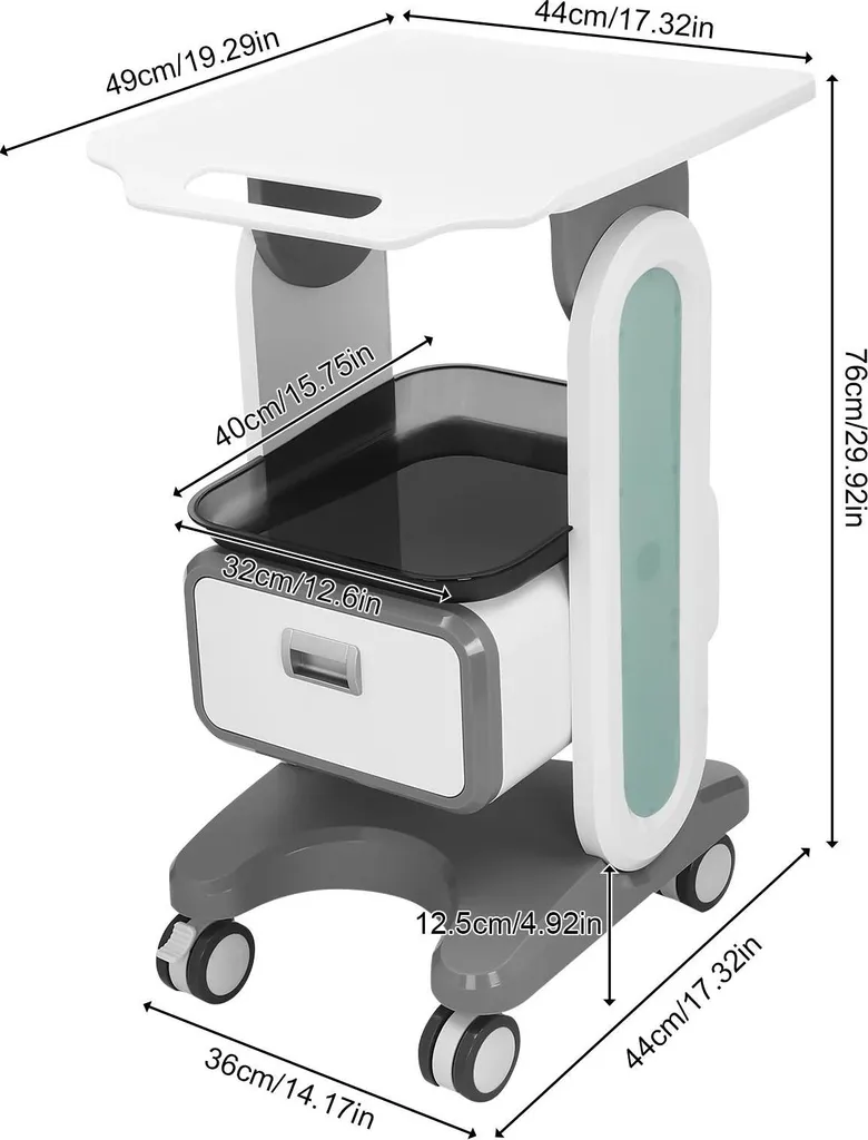Desserte médicale mobile 3 plateaux pour cabinets et salons d'esthétique - 2