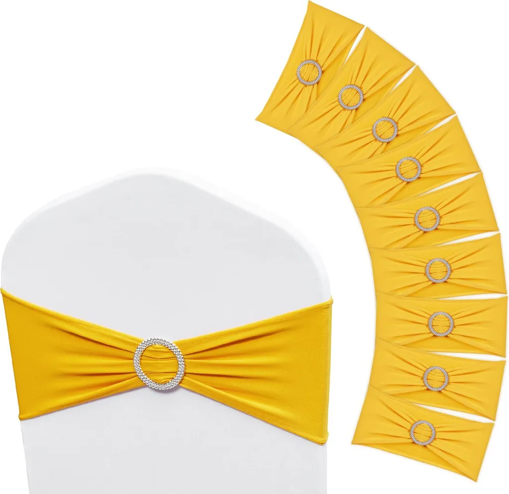 50 Fasce Giallo Oro Spandex - Decorazioni Sedie per Feste e Party