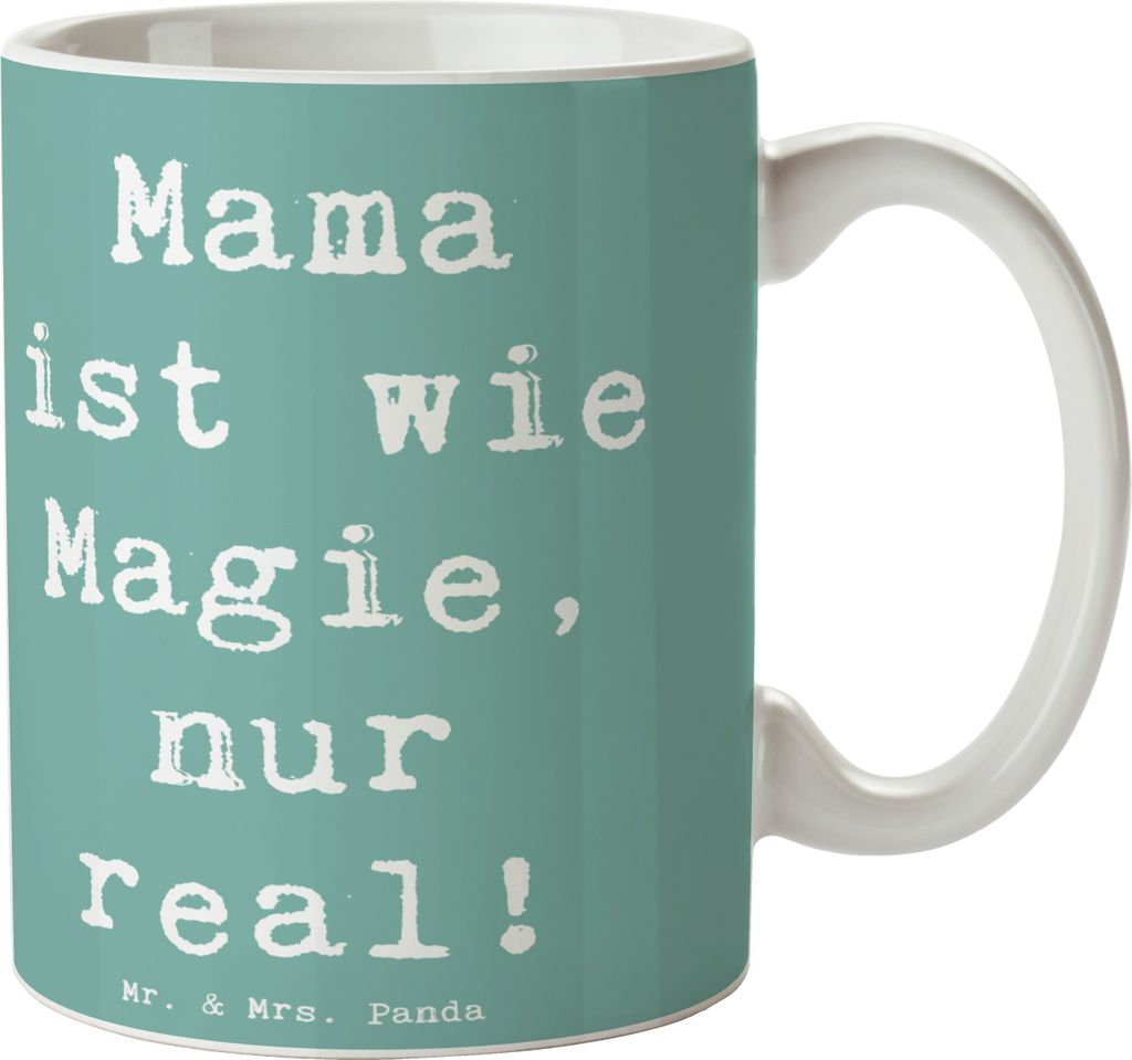 Mr. & Mrs. Panda Tasse Spruch Magische Mama - Meeresbrise - Geschenk, Mutterschaft, Teetasse, mit, Kaffeetasse, Magie, handgefertigt, Becher, Reali...