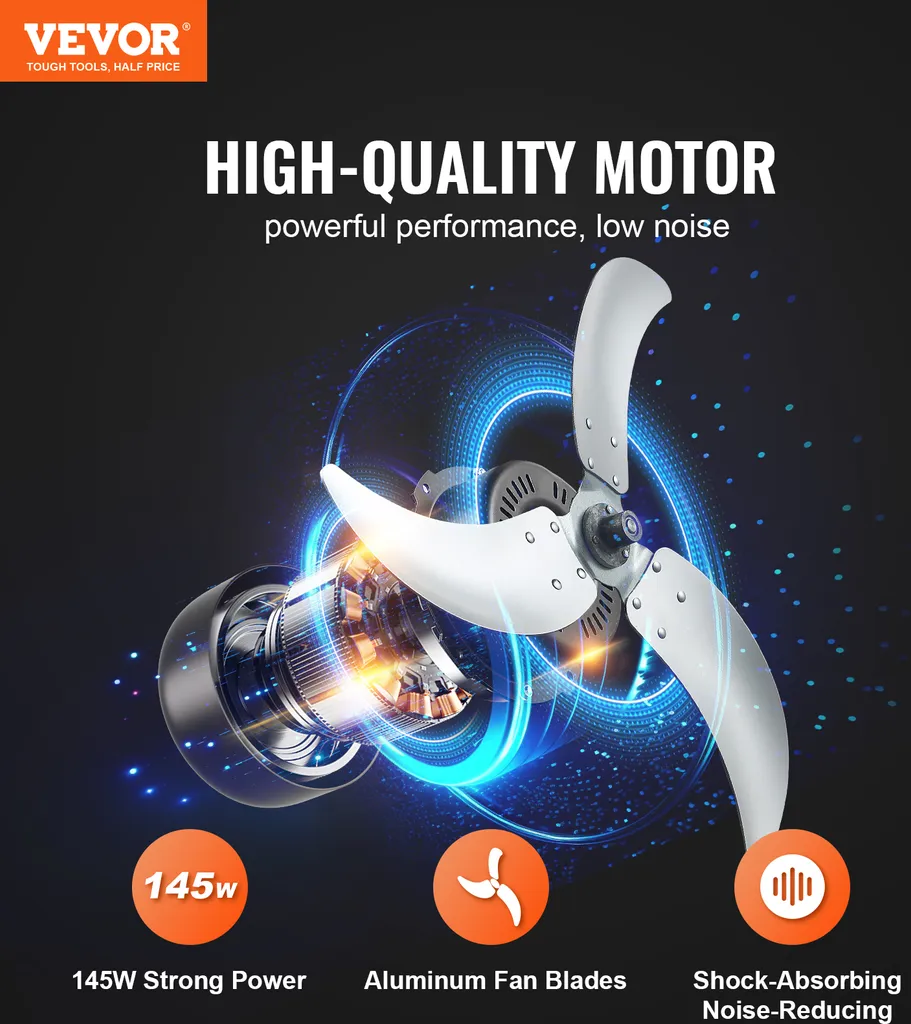 VEVOR Ventilateur de Sol Industriel 8600 CFM avec Inclinaison à 360° - 2